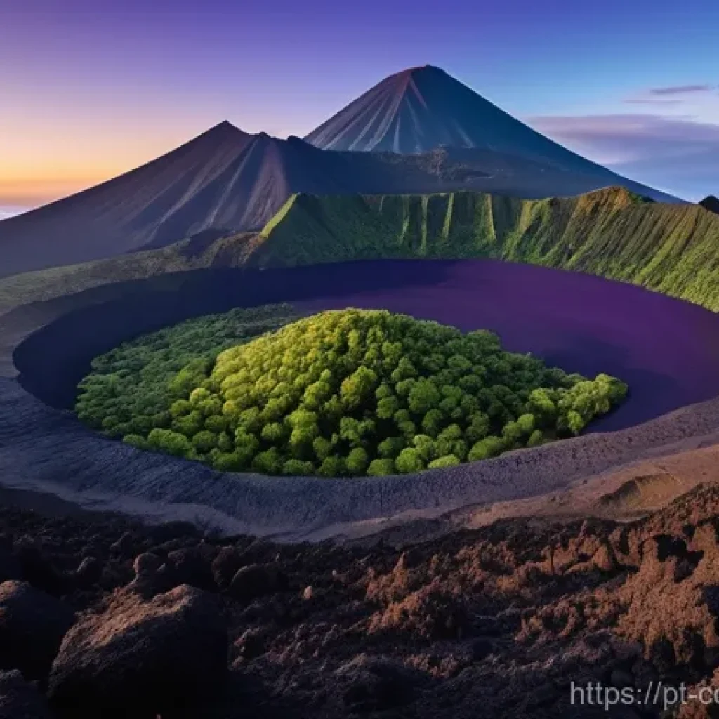 코모로 화산투어 안내 - **"A majestic and imposing view of the active Karthala volcano in the Comoros. The scene captures a ...