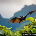 Home 22 코모로 동물 보호 구역 - "A majestic Livingstone's fruit bat, with its impressive wings slightly spread, is perched on a thic...