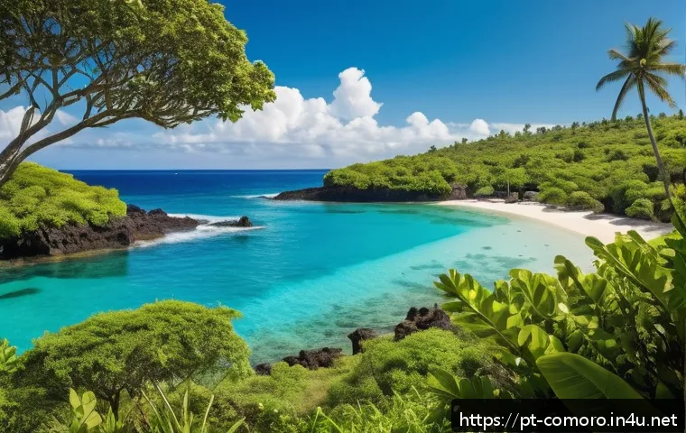 코모로 관광 사업 투자 - A vibrant eco-resort on a tropical Comoros island, featuring traditional local architecture blended ...